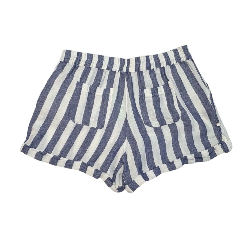 *New PACT Shorts Womens XL Blue White Striped Organic Cotton Granola Indie Boho - Picture 2 of 10